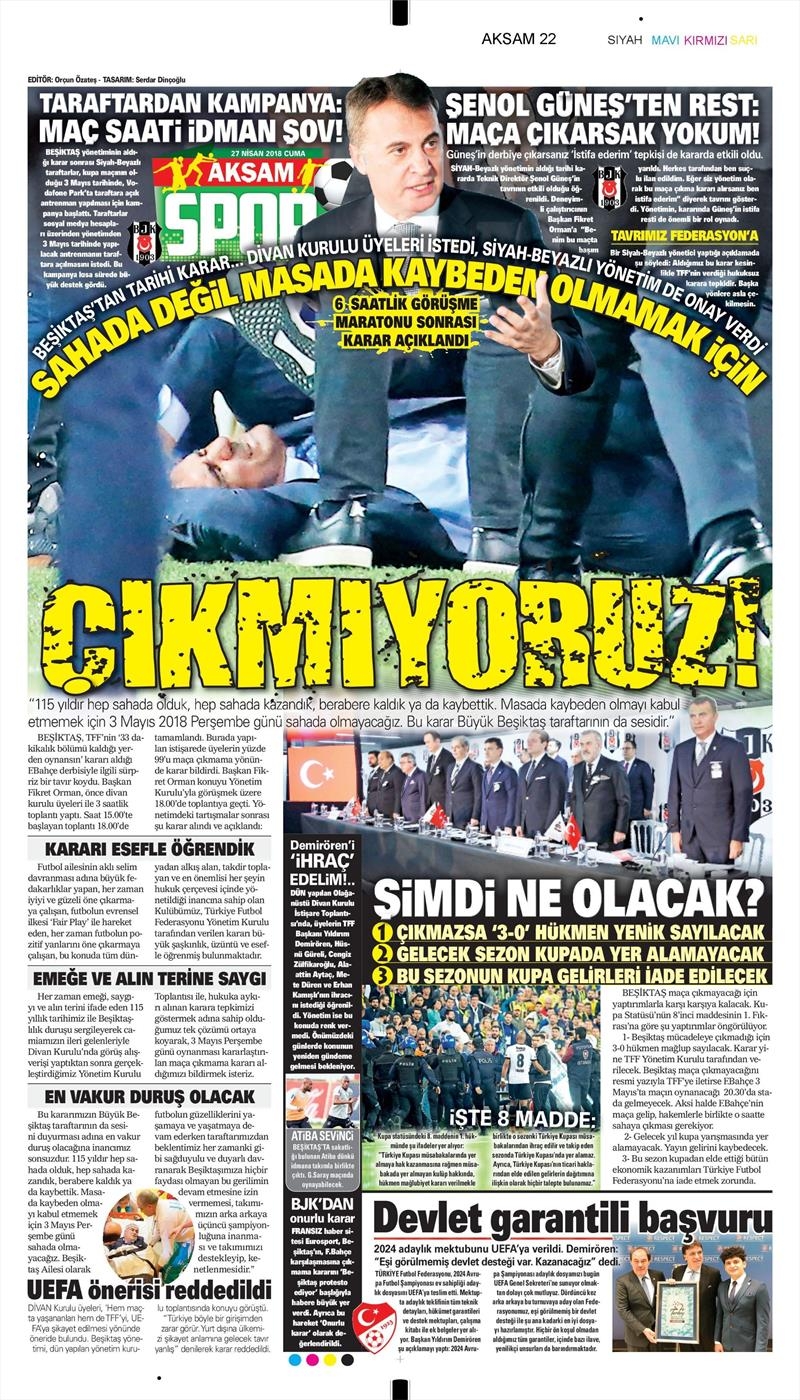 27 Nisan 2018 | Gazetelerin Beşiktaş Manşetleri - Görsel 9