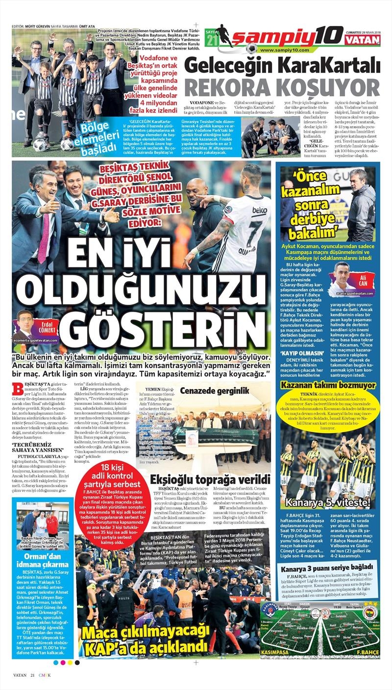 28 Nisan 2018 | Gazetelerin Beşiktaş Manşetleri - Görsel 13