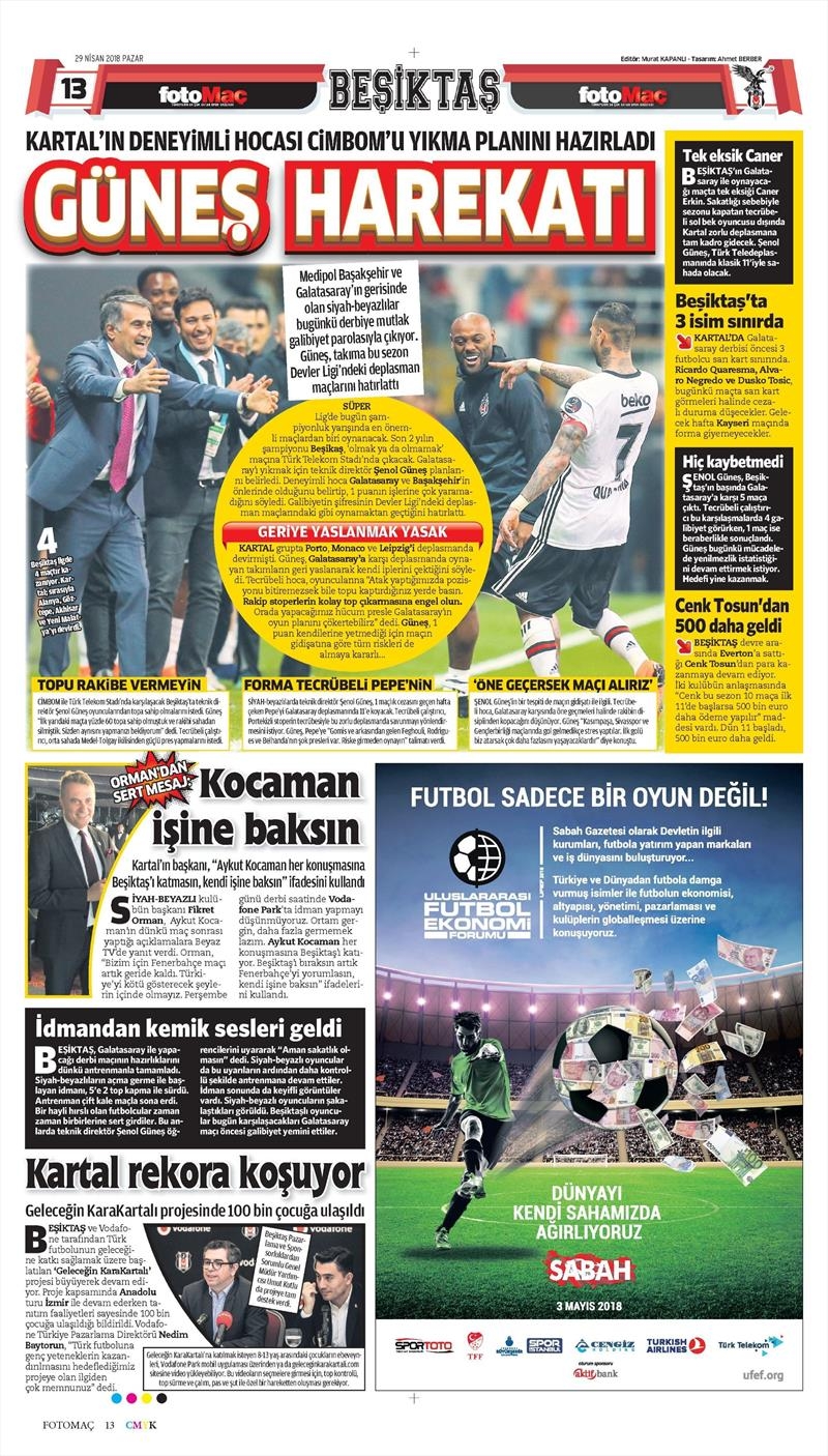 29 Nisan 2018 | Gazetelerin Beşiktaş Manşetleri - Görsel 7