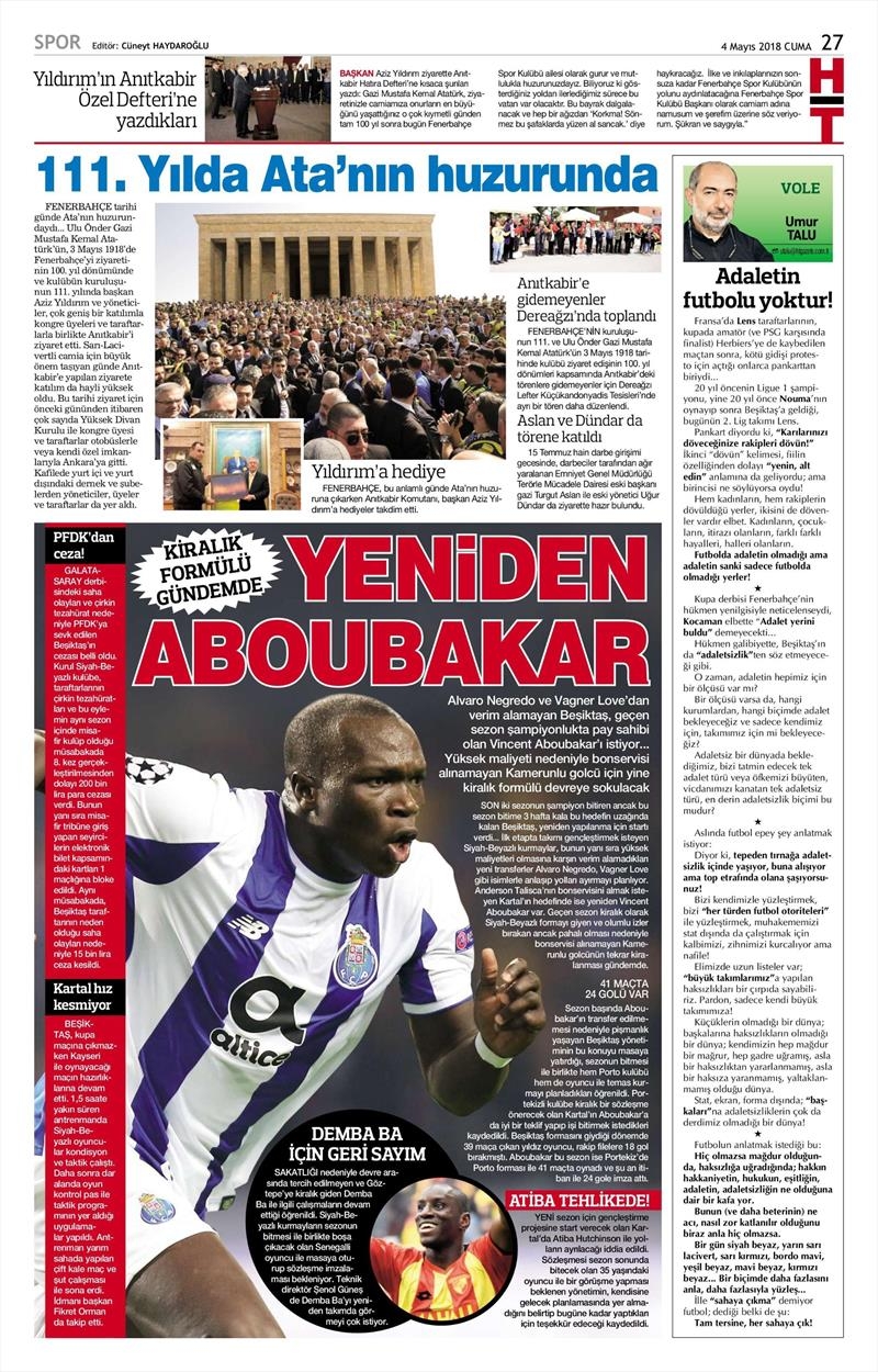 4 Mayıs 2018 | Gazetelerin Beşiktaş Manşetleri - Görsel 7