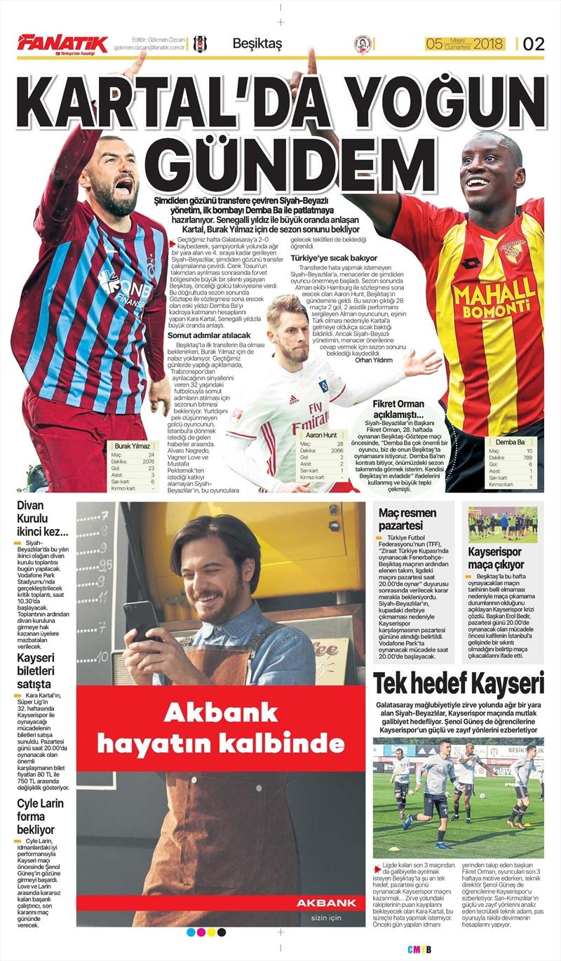 5 Mayıs 2018 | Gazetelerin Beşiktaş Manşetleri - Görsel 1