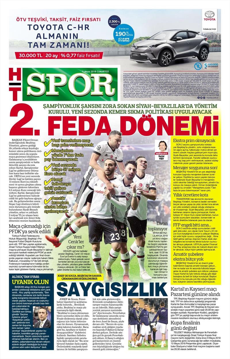 5 Mayıs 2018 | Gazetelerin Beşiktaş Manşetleri - Görsel 3