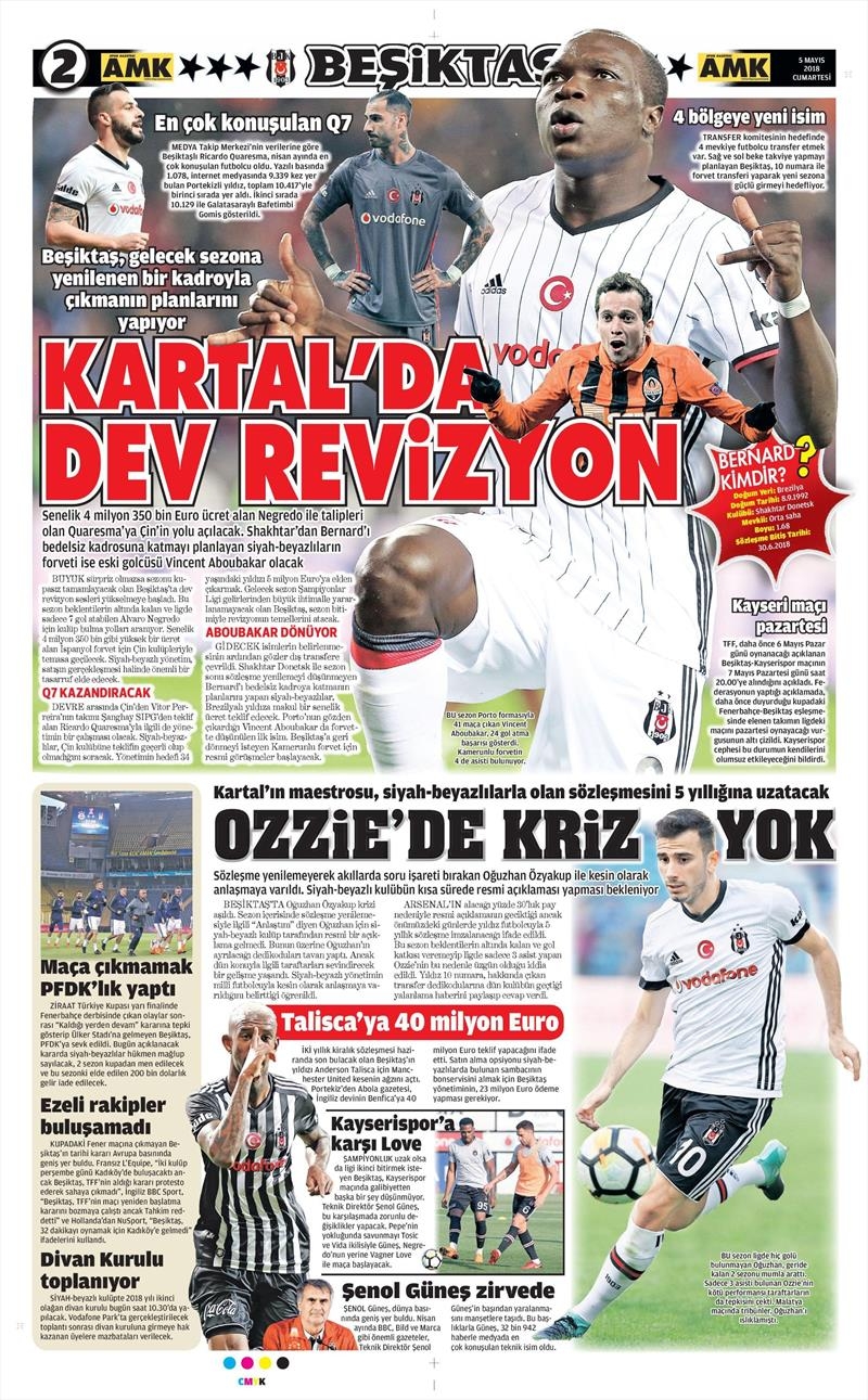 5 Mayıs 2018 | Gazetelerin Beşiktaş Manşetleri - Görsel 6