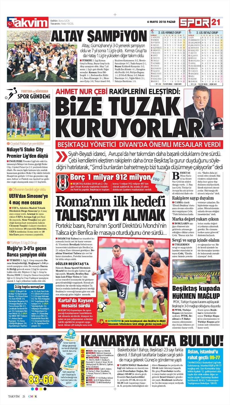 6 Mayıs 2018 | Gazetelerin Beşiktaş Manşetleri - Görsel 5