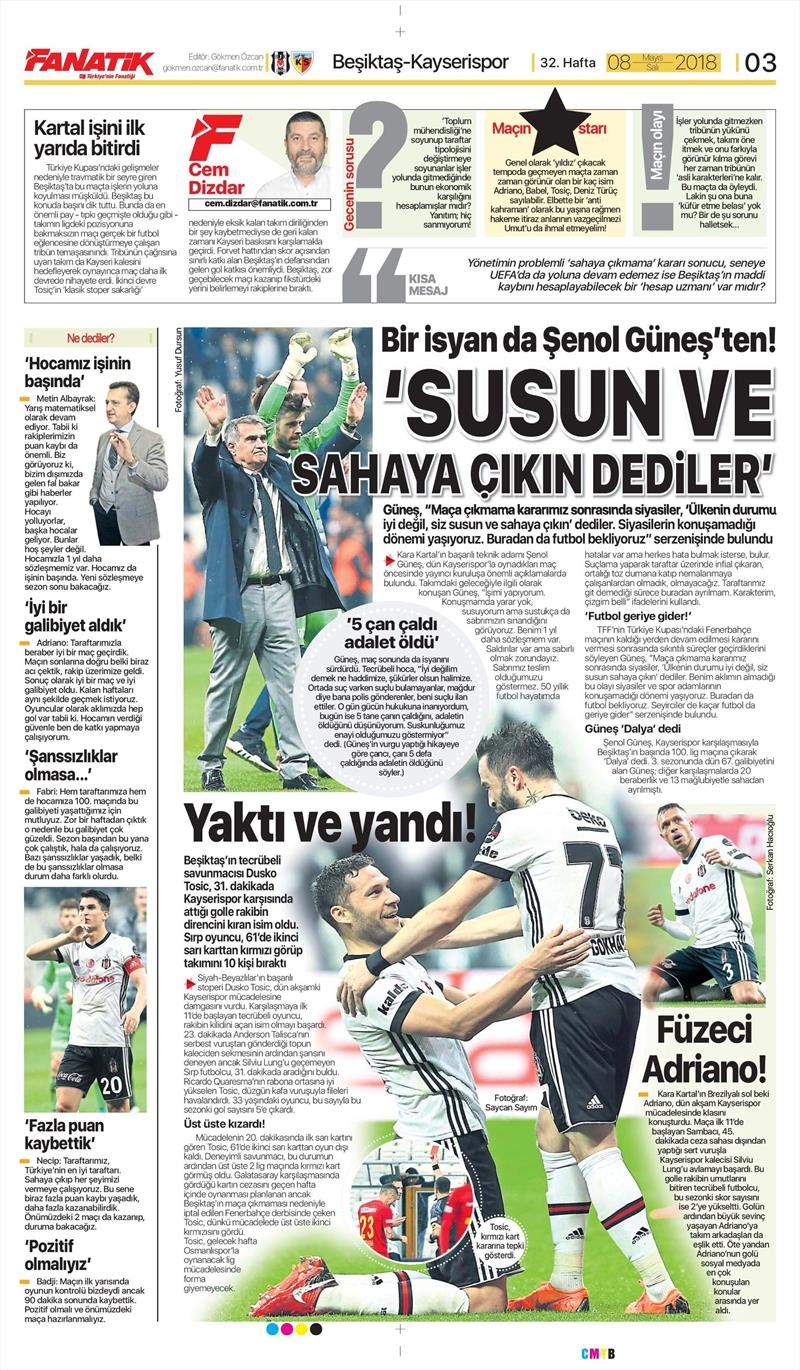 8 Mayıs 2018 | Gazetelerin Beşiktaş Manşetleri - Görsel 10