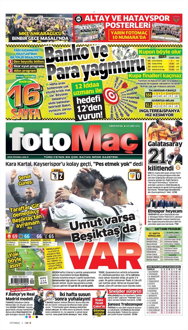 8 Mayıs 2018 | Gazetelerin Beşiktaş Manşetleri - Görsel 11
