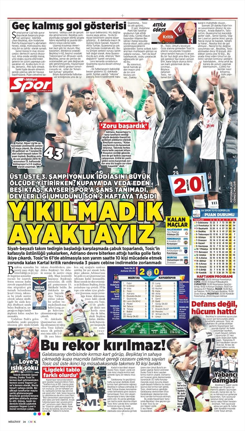 8 Mayıs 2018 | Gazetelerin Beşiktaş Manşetleri - Görsel 16