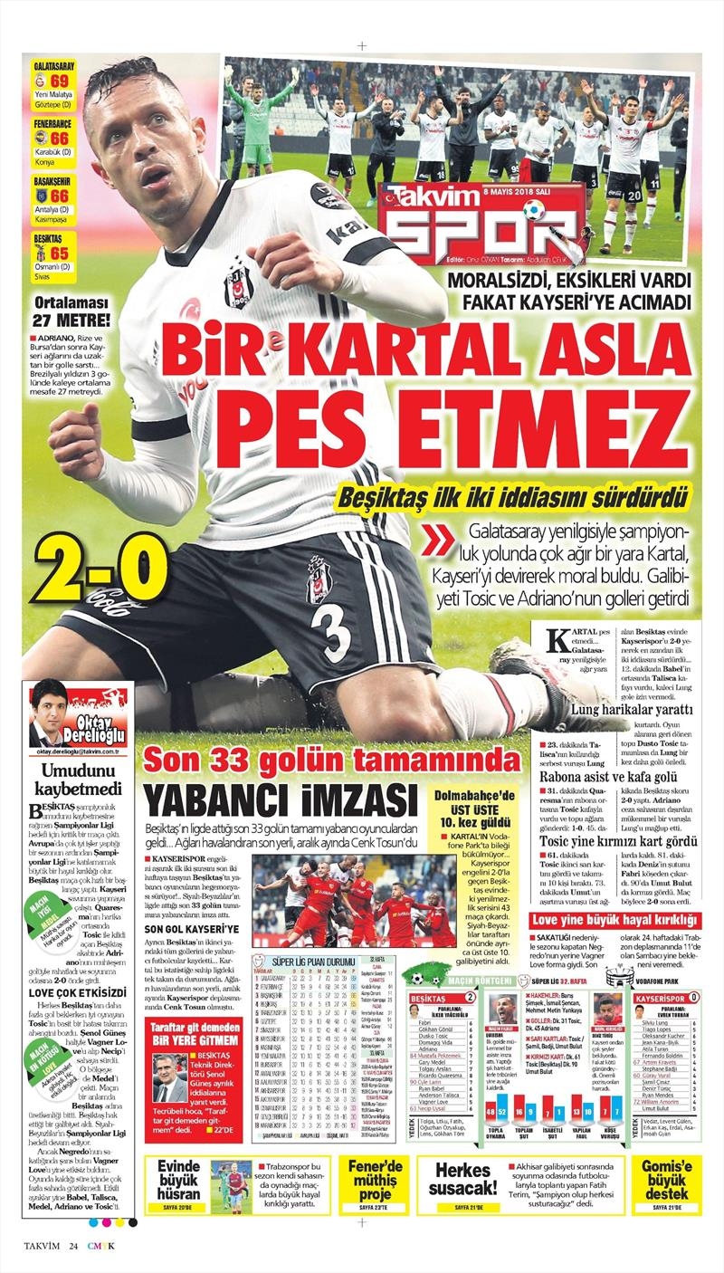 8 Mayıs 2018 | Gazetelerin Beşiktaş Manşetleri - Görsel 17
