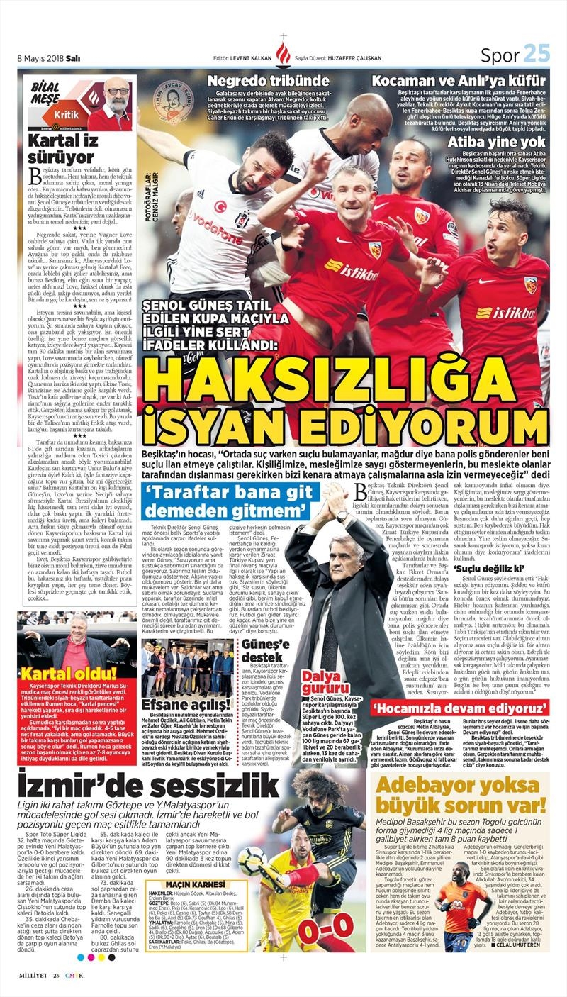 8 Mayıs 2018 | Gazetelerin Beşiktaş Manşetleri - Görsel 19