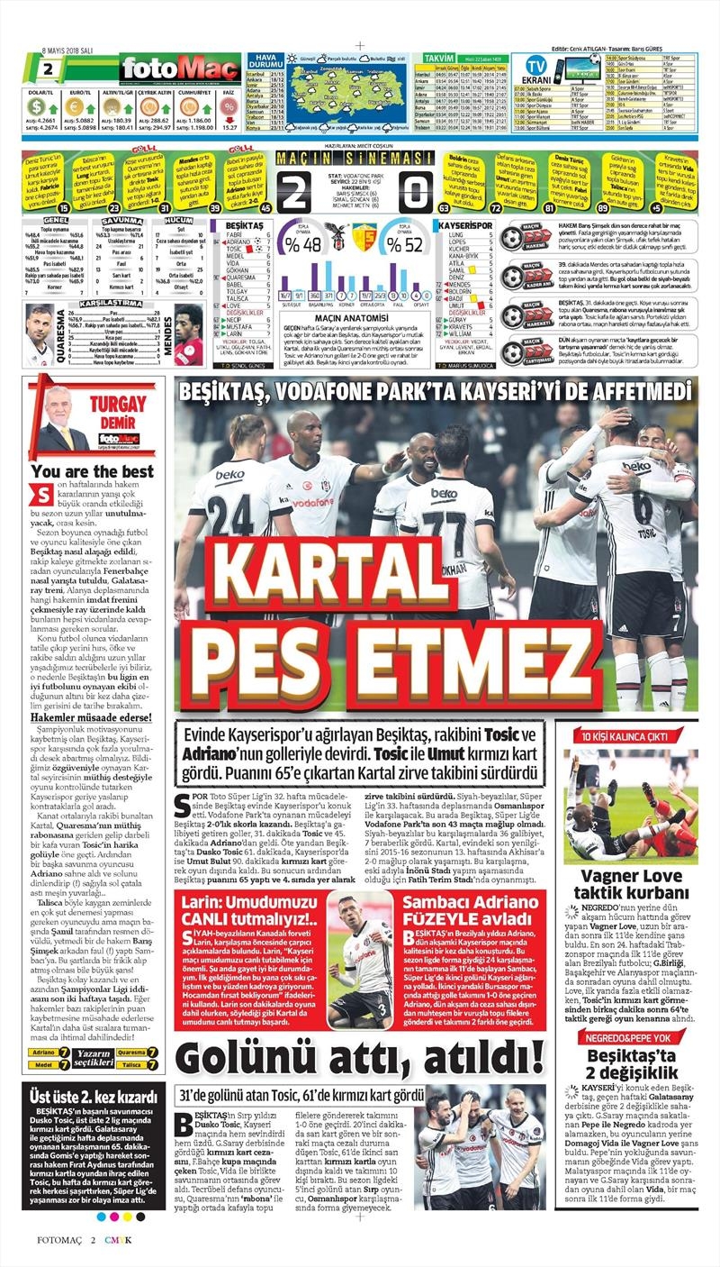 8 Mayıs 2018 | Gazetelerin Beşiktaş Manşetleri - Görsel 22