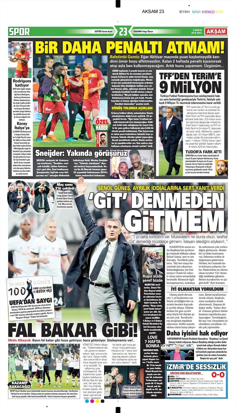 8 Mayıs 2018 | Gazetelerin Beşiktaş Manşetleri - Görsel 5