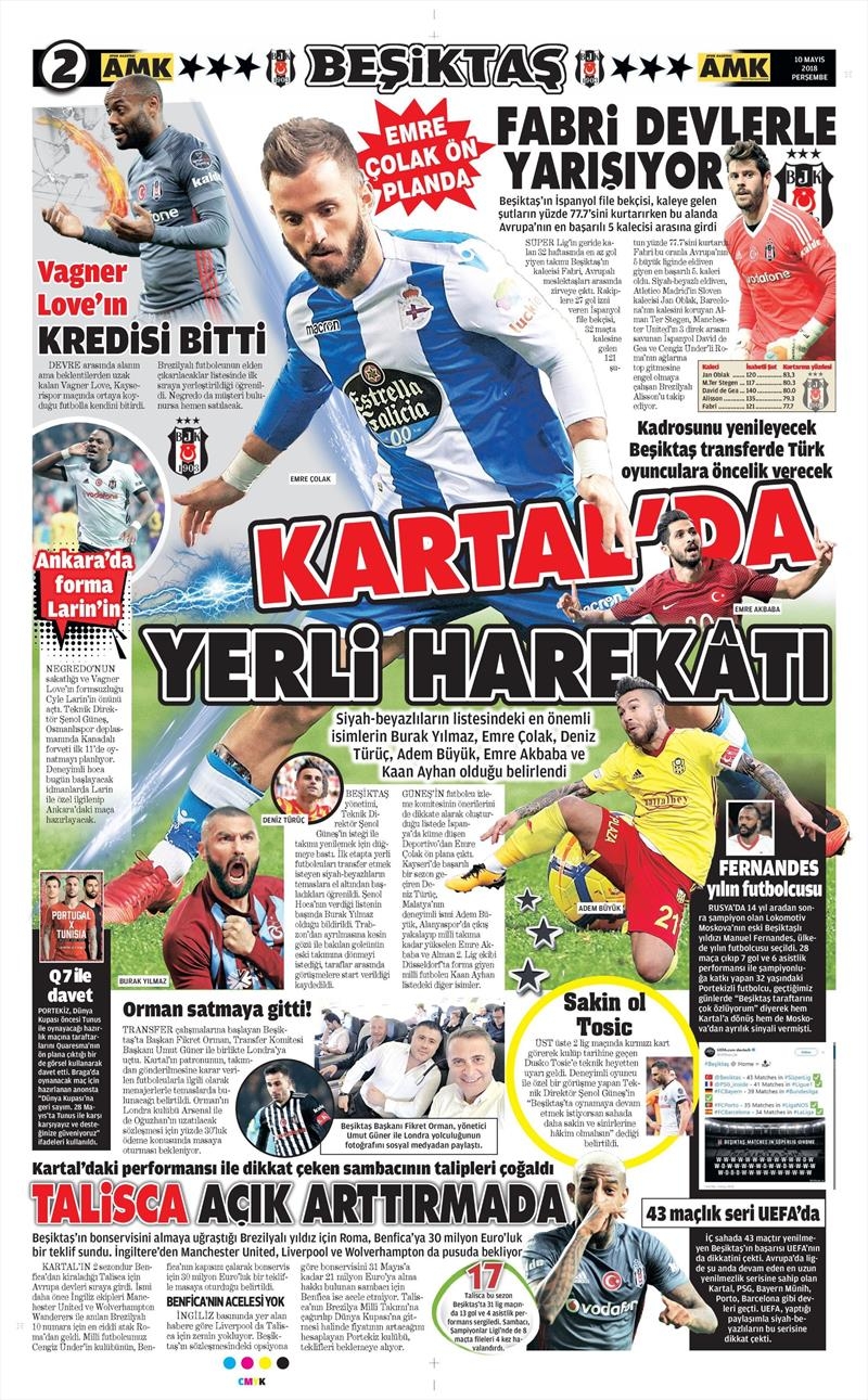 10 Mayıs 2018 | Gazetelerin Beşiktaş Manşetleri - Görsel 3
