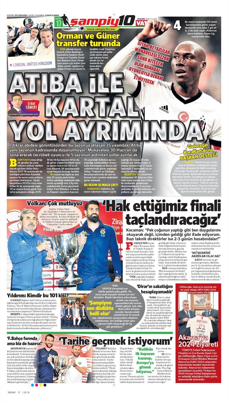 10 Mayıs 2018 | Gazetelerin Beşiktaş Manşetleri - Görsel 7