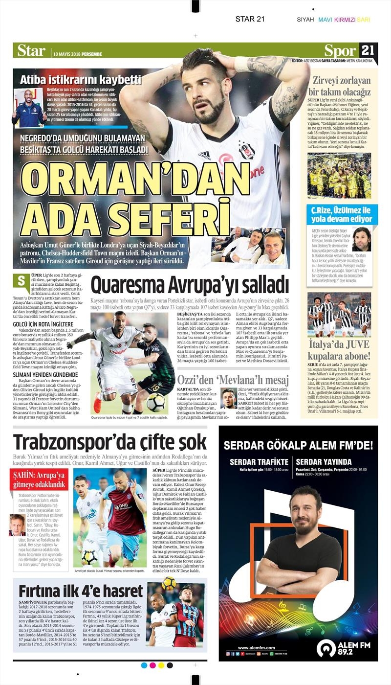 10 Mayıs 2018 | Gazetelerin Beşiktaş Manşetleri - Görsel 8