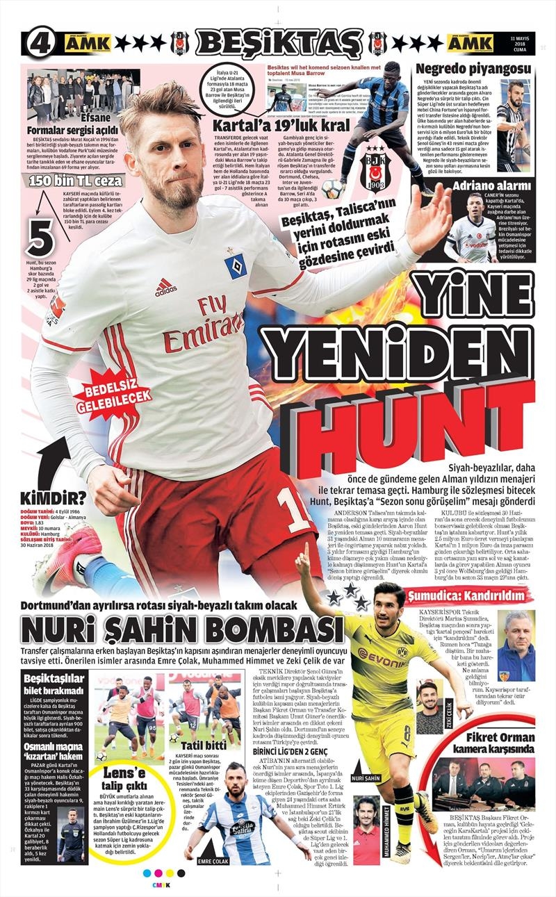 11 Mayıs 2018 | Gazetelerin Beşiktaş Manşetleri - Görsel 1