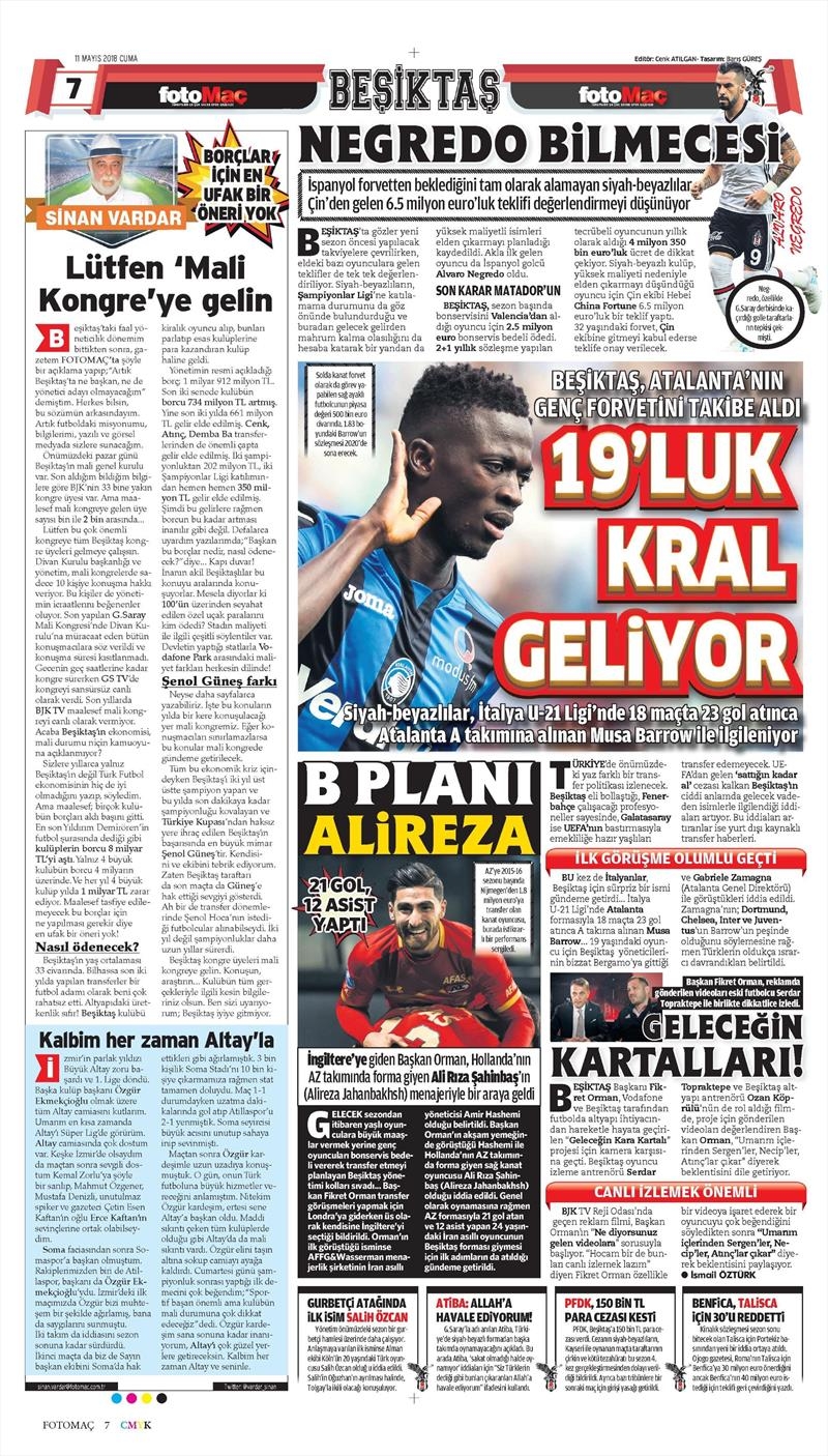 11 Mayıs 2018 | Gazetelerin Beşiktaş Manşetleri - Görsel 3