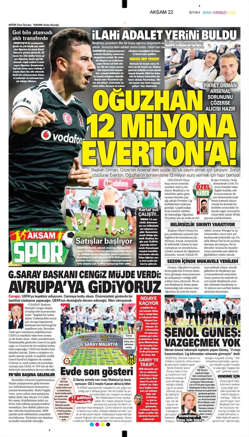 12 Mayıs 2018 | Gazetelerin Beşiktaş Manşetleri - Görsel 2