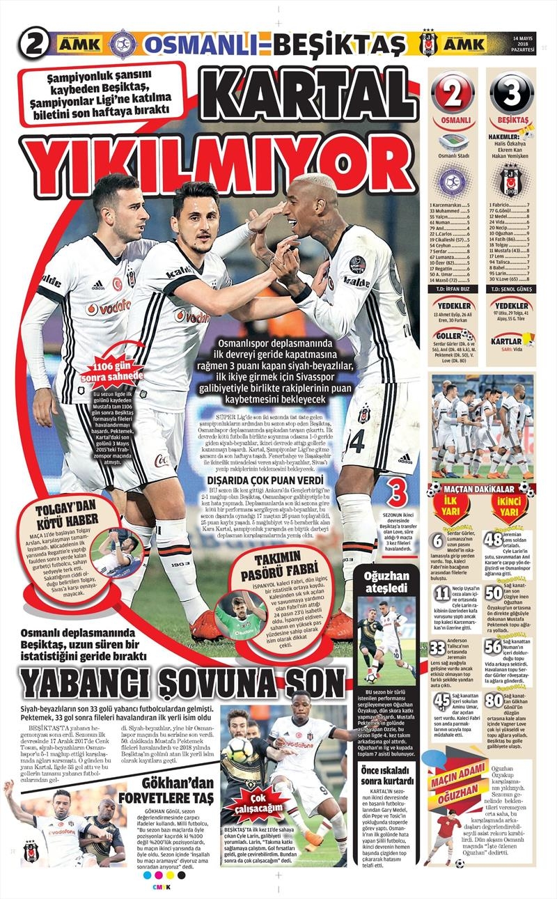 14 Mayıs 2018 | Gazetelerin Beşiktaş Manşetleri - Görsel 16