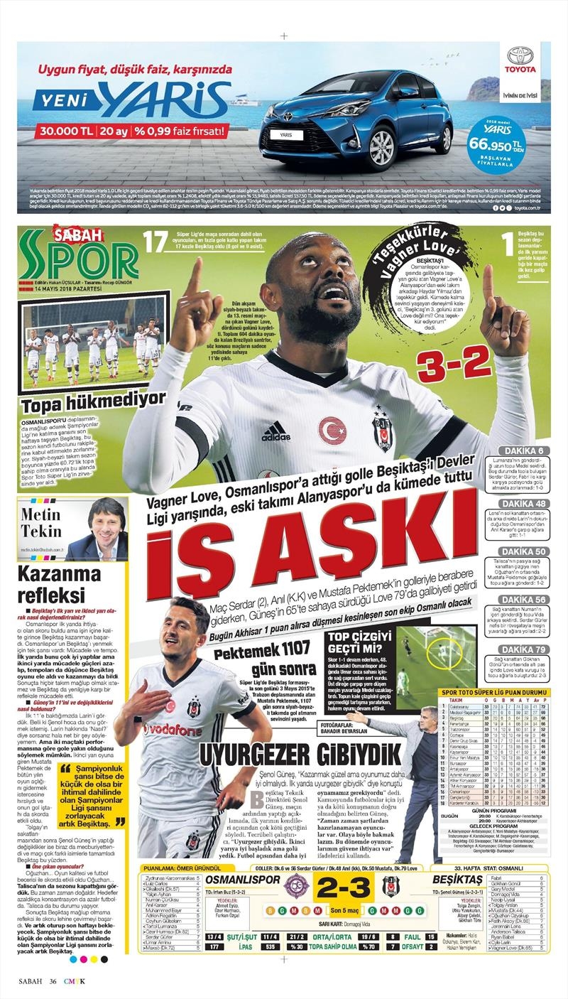 14 Mayıs 2018 | Gazetelerin Beşiktaş Manşetleri - Görsel 17