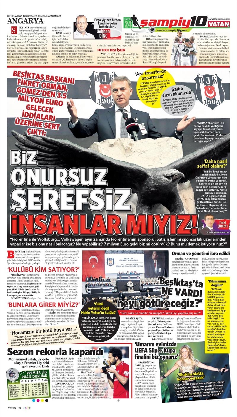 14 Mayıs 2018 | Gazetelerin Beşiktaş Manşetleri - Görsel 19