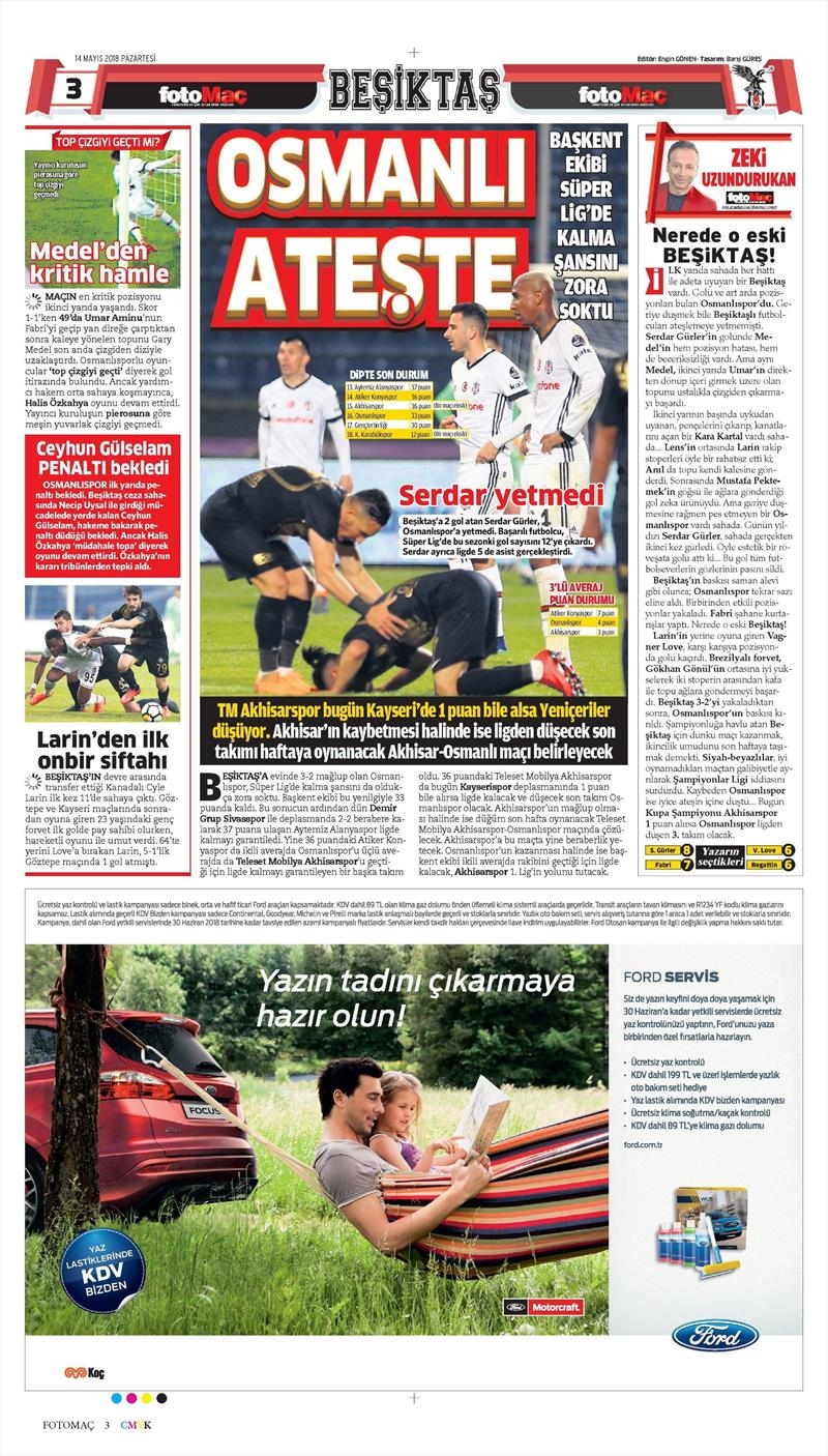 14 Mayıs 2018 | Gazetelerin Beşiktaş Manşetleri - Görsel 7