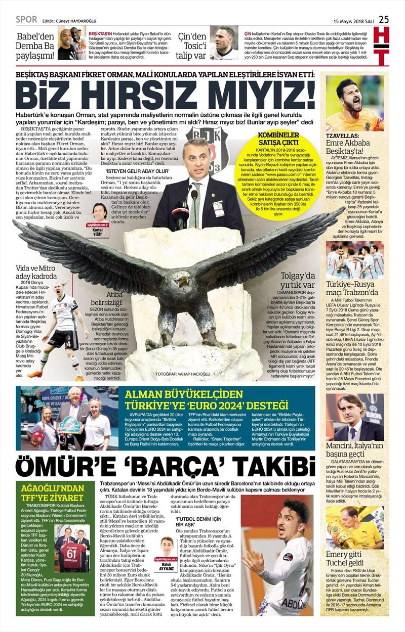 15 Mayıs 2018 | Gazetelerin Beşiktaş Manşetleri - Görsel 3