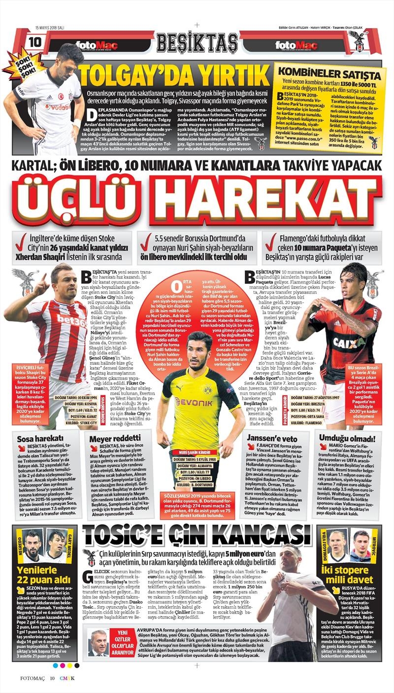 15 Mayıs 2018 | Gazetelerin Beşiktaş Manşetleri - Görsel 7