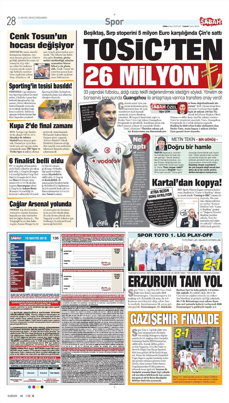16 Mayıs 2018 | Gazetelerin Beşiktaş Manşetleri - Görsel 5