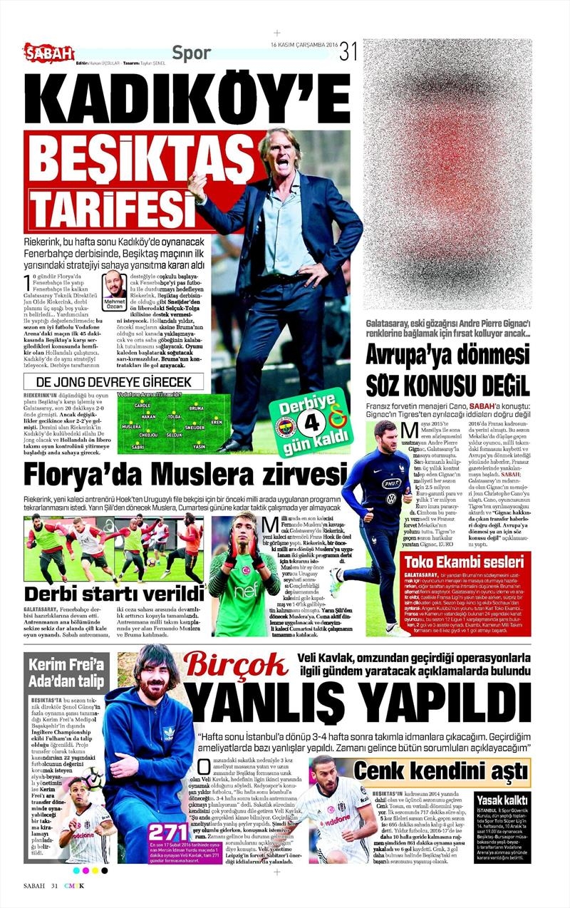 16 Kasım 2016 | Gazetelerin Beşiktaş sayfaları - Görsel 4