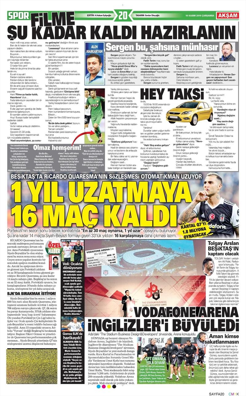 16 Kasım 2016 | Gazetelerin Beşiktaş sayfaları - Görsel 9
