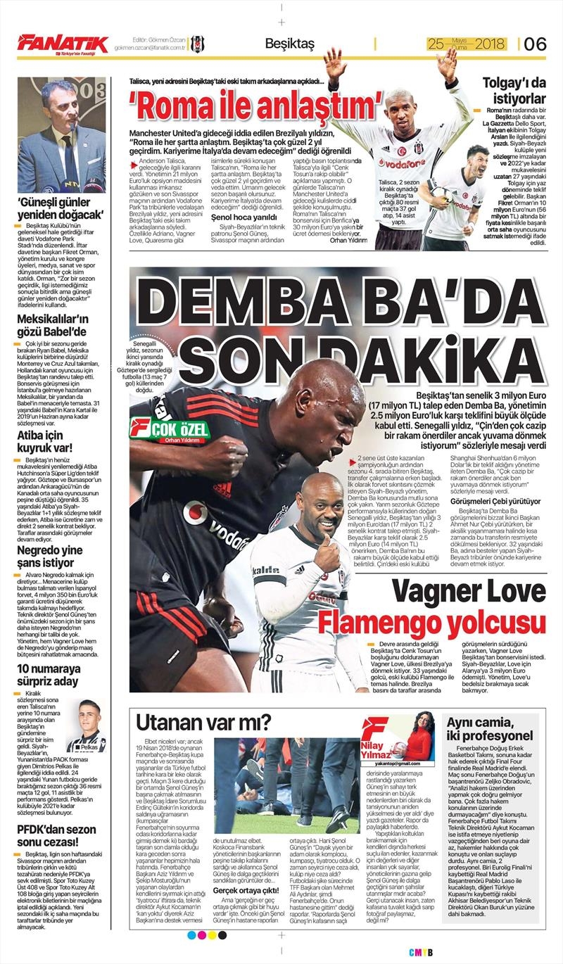 25 Mayıs 2018 | Gazetelerin Beşiktaş Manşetleri - Görsel 2
