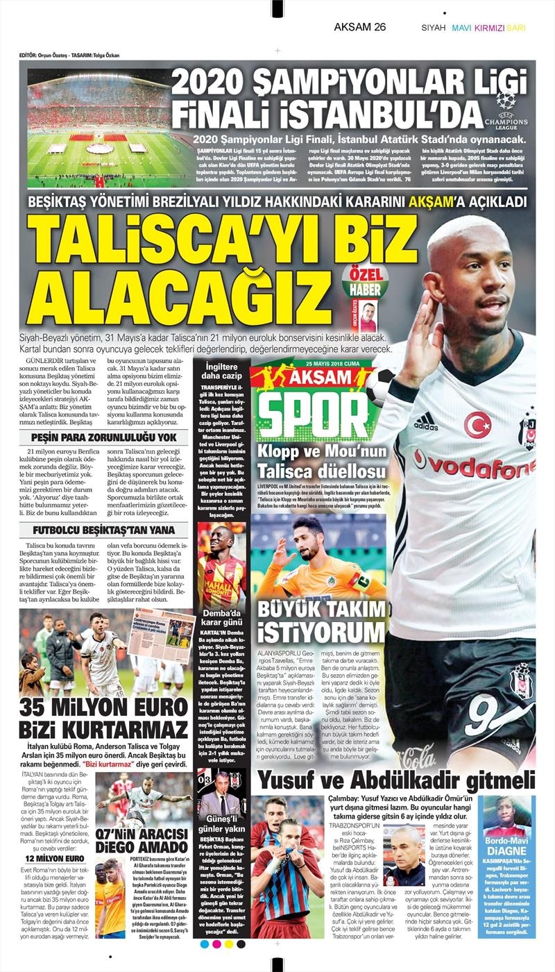 25 Mayıs 2018 | Gazetelerin Beşiktaş Manşetleri - Görsel 6