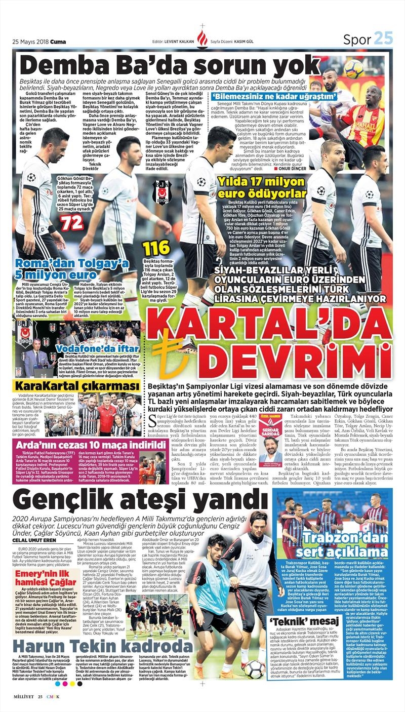 25 Mayıs 2018 | Gazetelerin Beşiktaş Manşetleri - Görsel 8