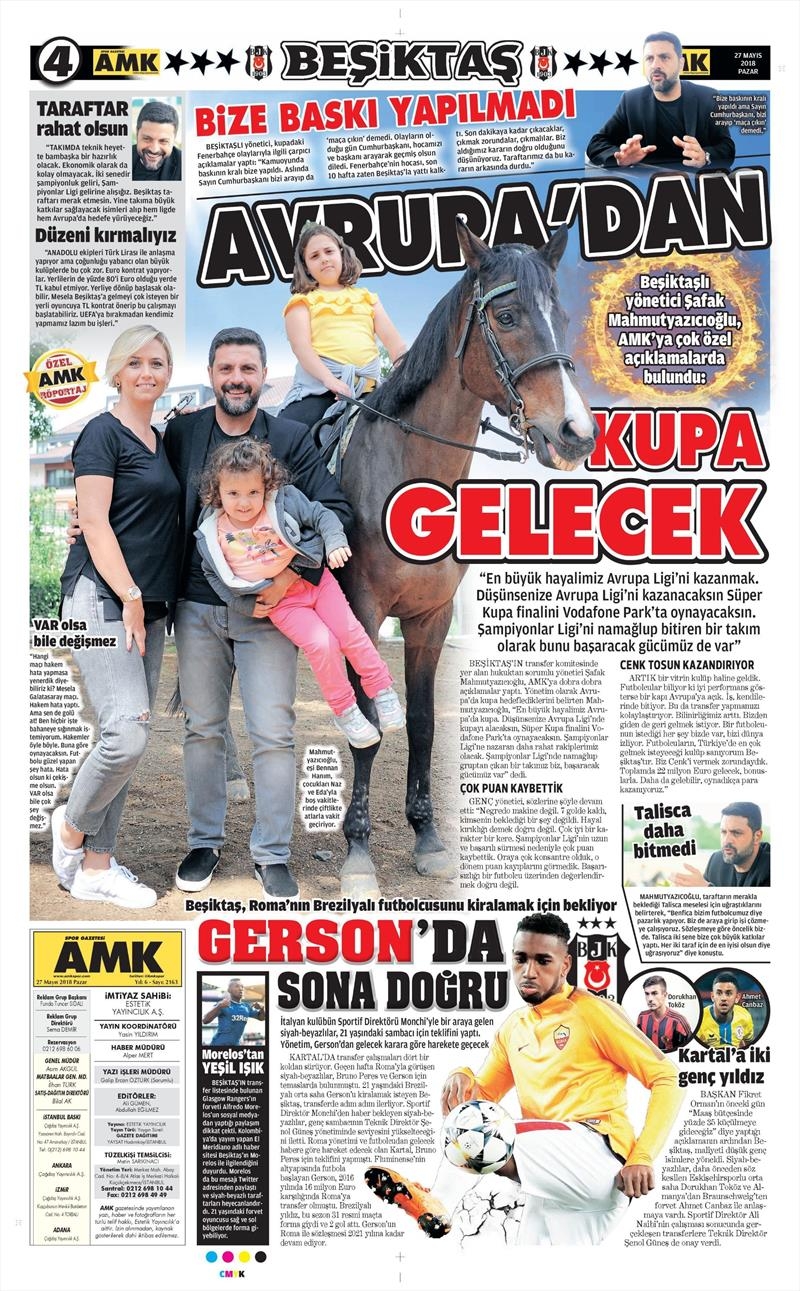 27 Mayıs 2018 | Gazetelerin Beşiktaş Manşetleri - Görsel 3