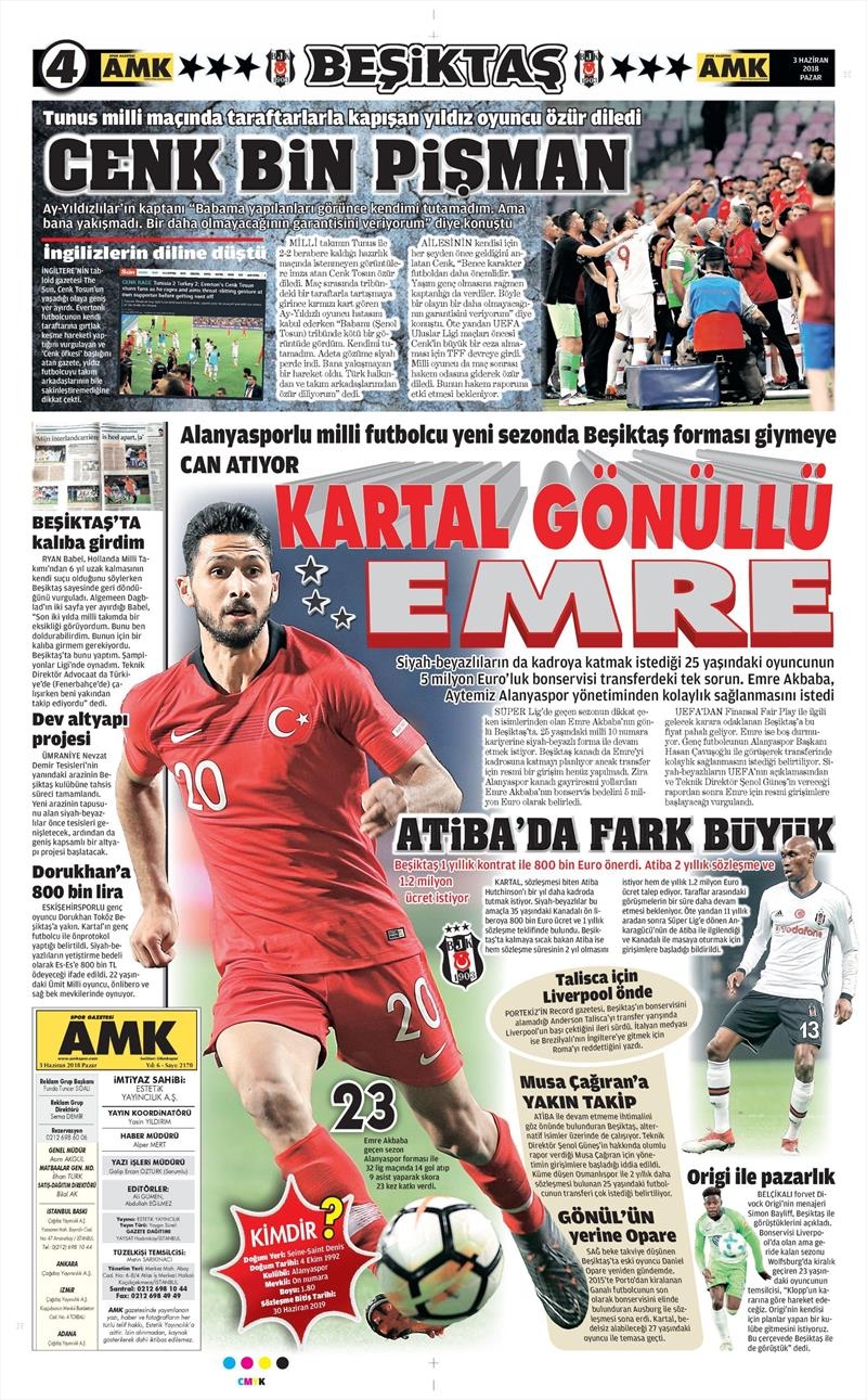 3 Haziran 2018 | Gazetelerin Beşiktaş Manşetleri - Görsel 2