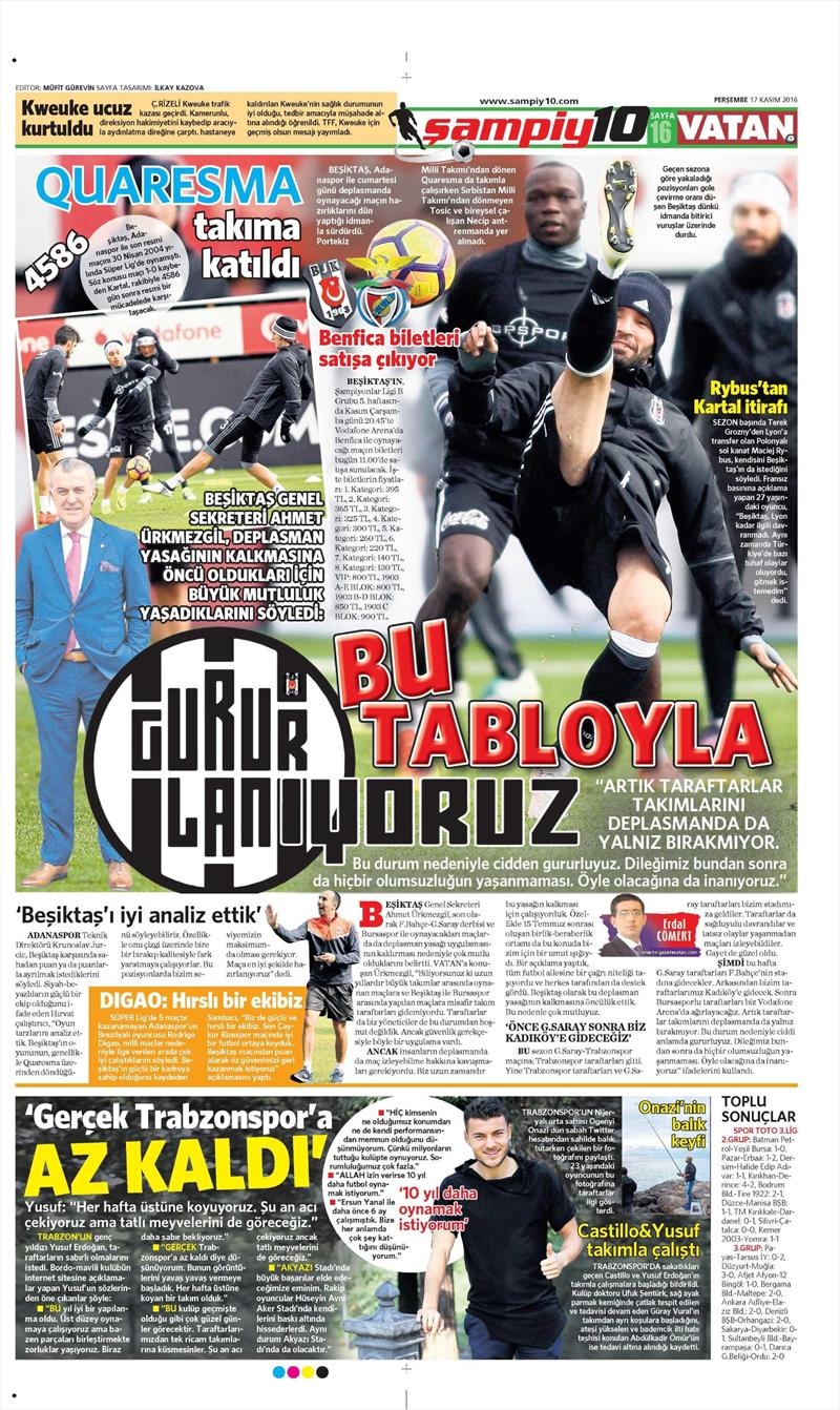 17 Kasım 2016 | Gazetelerin Beşiktaş sayfaları - Görsel 11