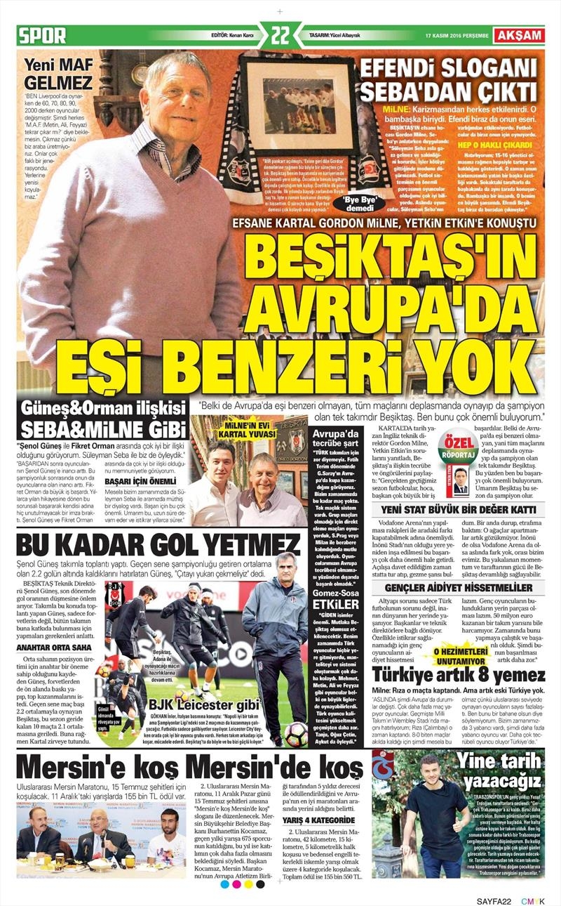 17 Kasım 2016 | Gazetelerin Beşiktaş sayfaları - Görsel 2