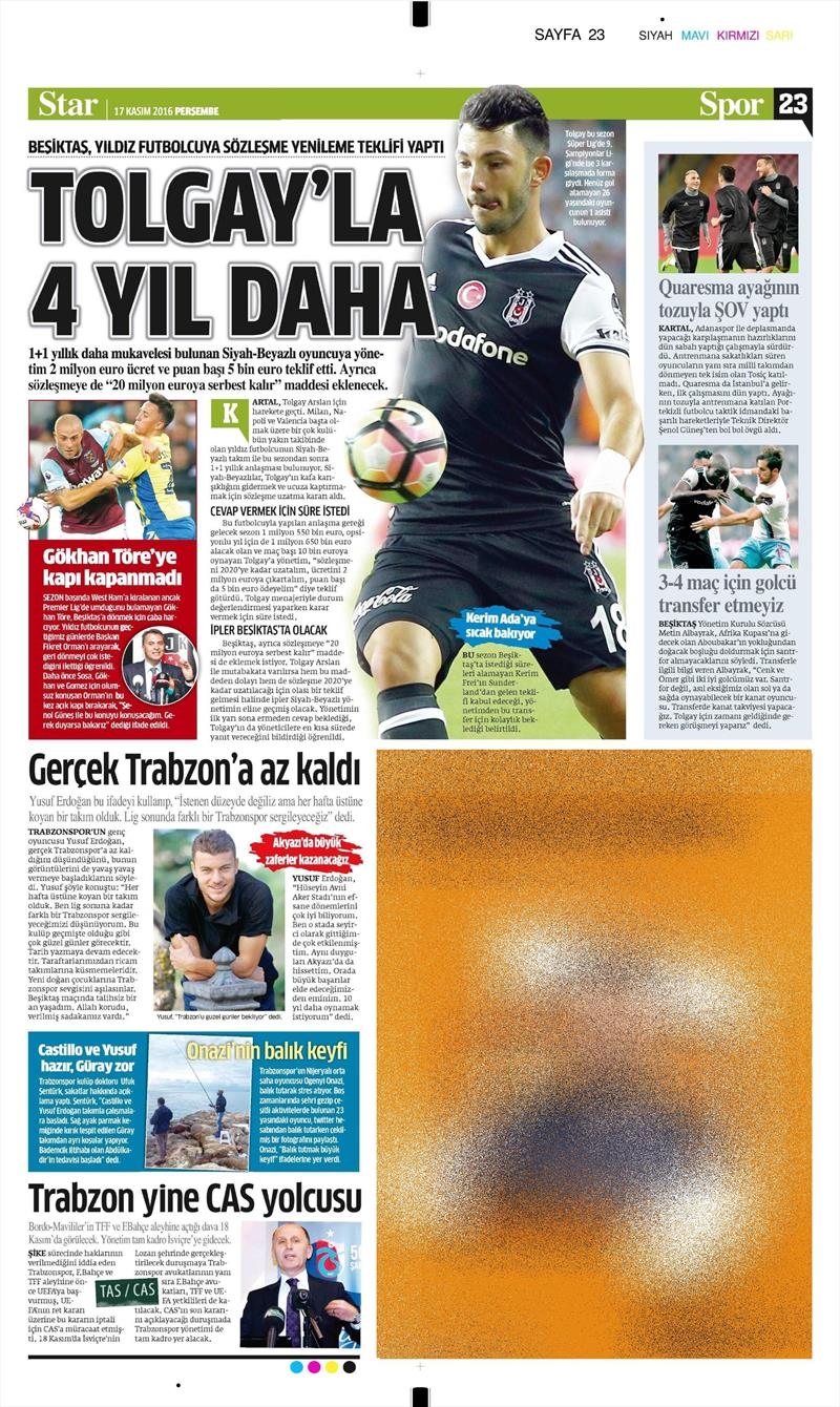 17 Kasım 2016 | Gazetelerin Beşiktaş sayfaları - Görsel 8