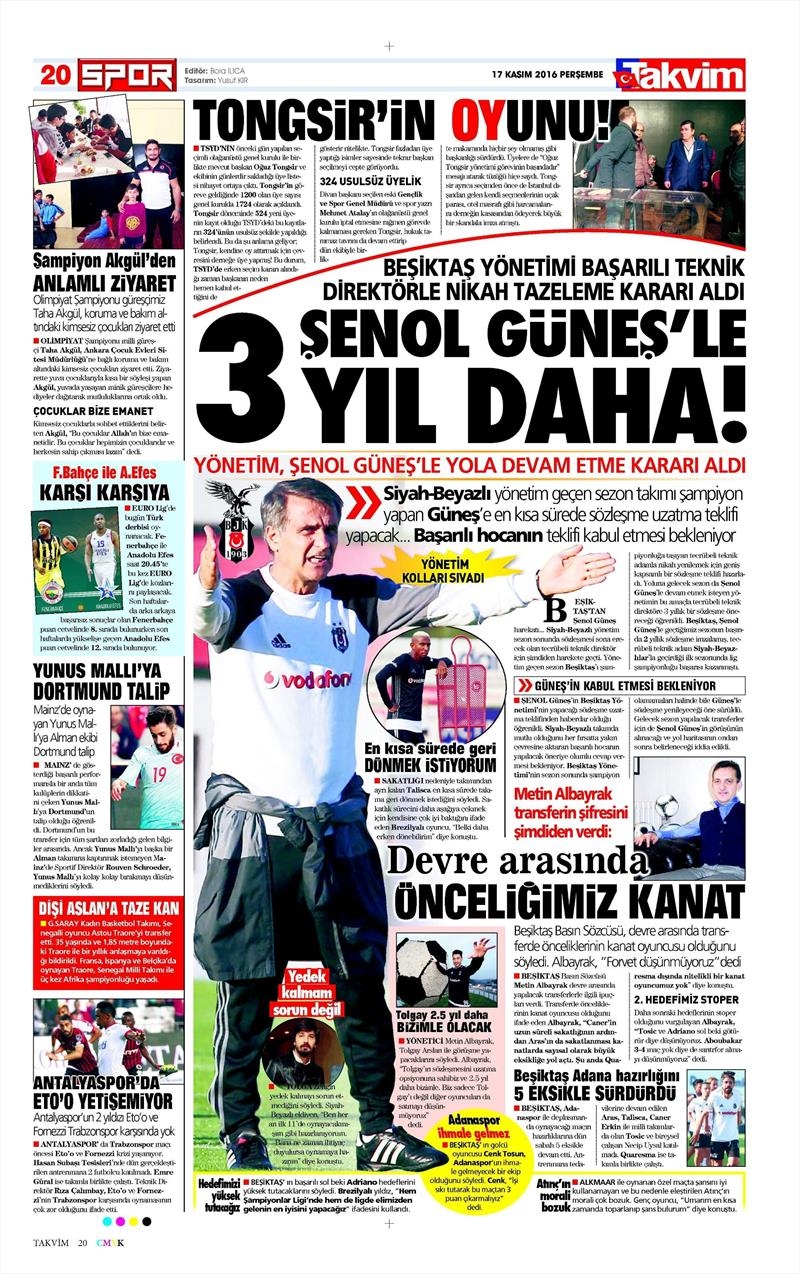 17 Kasım 2016 | Gazetelerin Beşiktaş sayfaları - Görsel 9