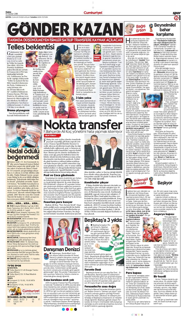 15 Haziran 2018 | Gazetelerin Beşiktaş Manşetleri - Görsel 1