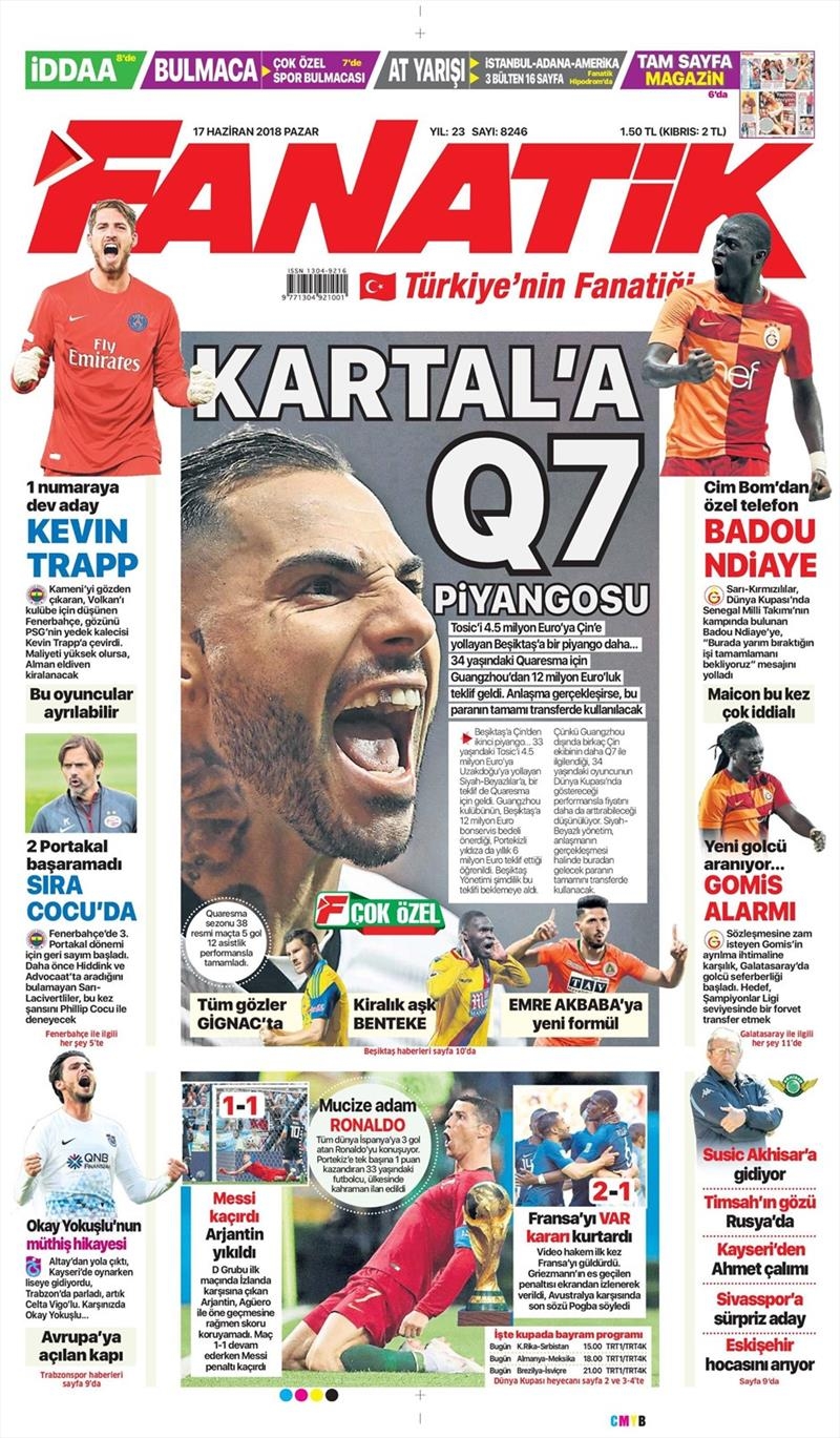 17 Haziran 2018 | Gazetelerin Beşiktaş Manşetleri - Görsel 1