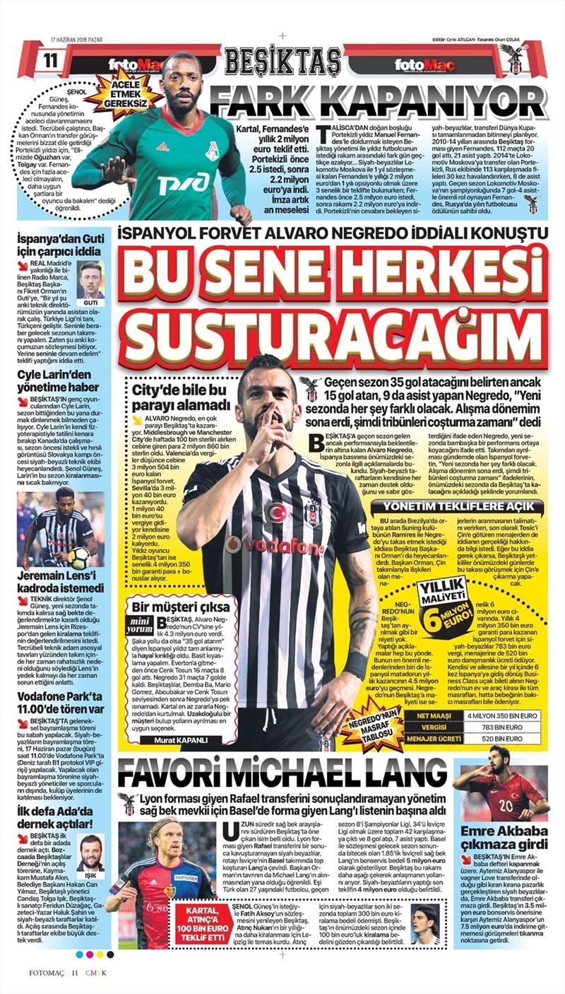 17 Haziran 2018 | Gazetelerin Beşiktaş Manşetleri - Görsel 6