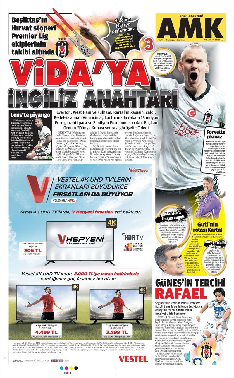 19 Haziran 2018 | Gazetelerin Beşiktaş Manşetleri - Görsel 1