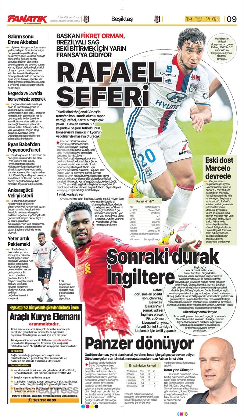 19 Haziran 2018 | Gazetelerin Beşiktaş Manşetleri - Görsel 2