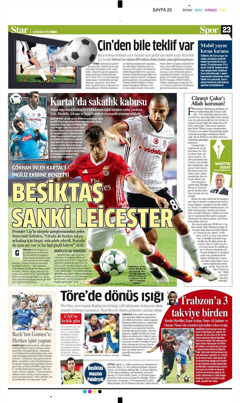 18 Kasım 2016 | Gazetelerin Beşiktaş sayfaları - Görsel 4
