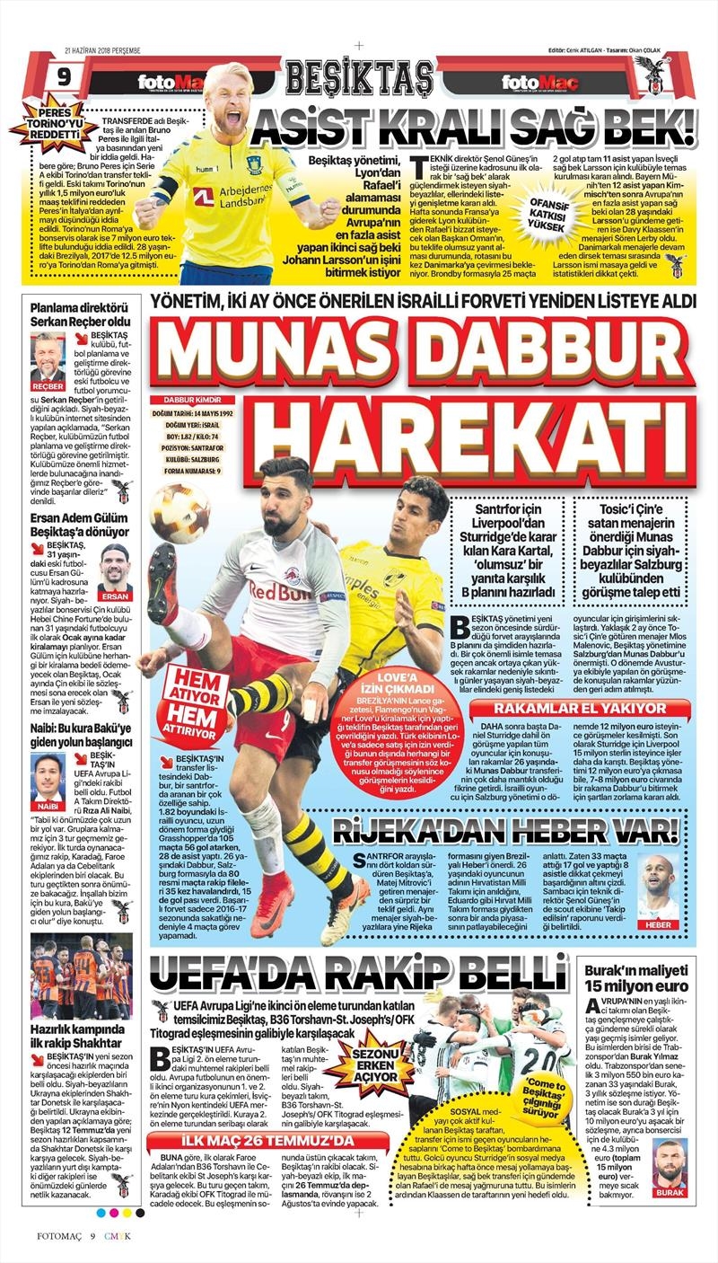 21 Haziran 2018 | Gazetelerin Beşiktaş Manşetleri - Görsel 4