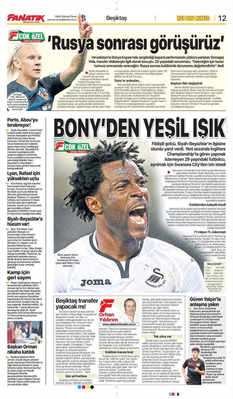 24 Haziran 2018 | Gazetelerin Beşiktaş Manşetleri - Görsel 2