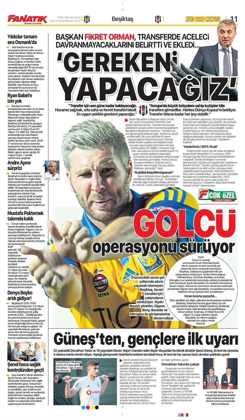 29 Haziran 2018 | Gazetelerin Beşiktaş Manşetleri - Görsel 2