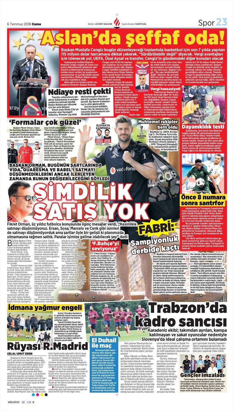 6 Temmuz 2018 | Gazetelerin Beşiktaş Manşetleri - Görsel 11