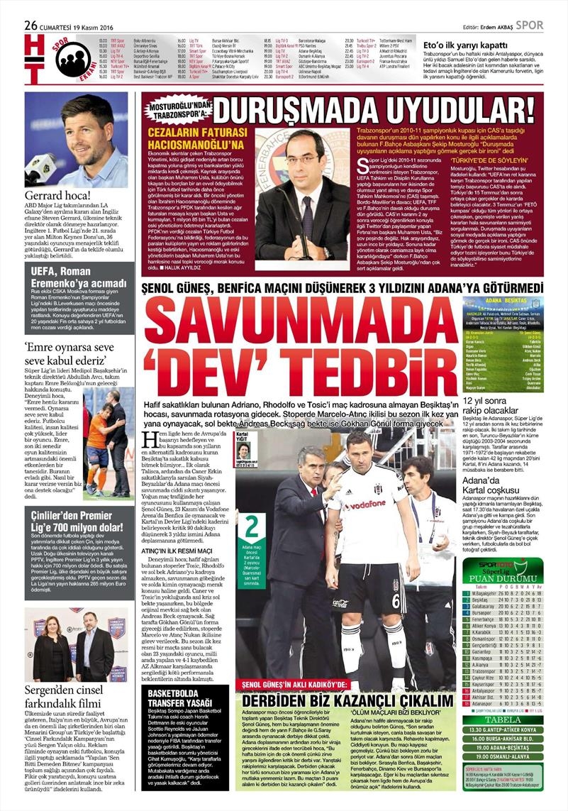 19 Kasım 2016 | Gazetelerin Beşiktaş sayfaları - Görsel 5